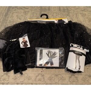 Black Cat Tutu XL 16-18 Kitty Dress Up Halloween Womens Costume Tail Ears Gloves
